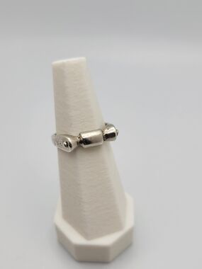 Vintage 925 Sterling Silver Modernist Bow Ring Sculptural Band Size 7